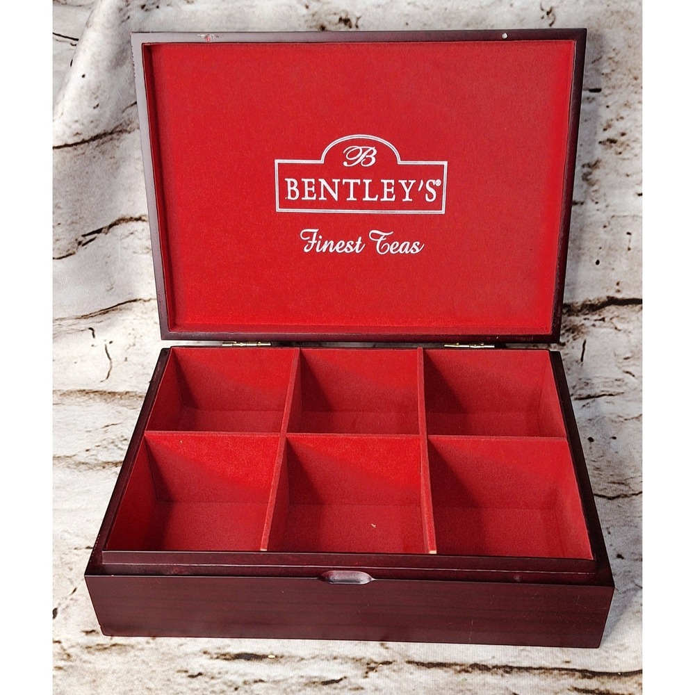 Lovely & Exquisite Cherry wood box for Bentley's Finest Tea‎ removable dividers